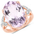 18K Rose Gold Plated 10.50 Carat Genuine Pink Amethyst and White Topaz .925 Sterling Silver Ring  DestGlow