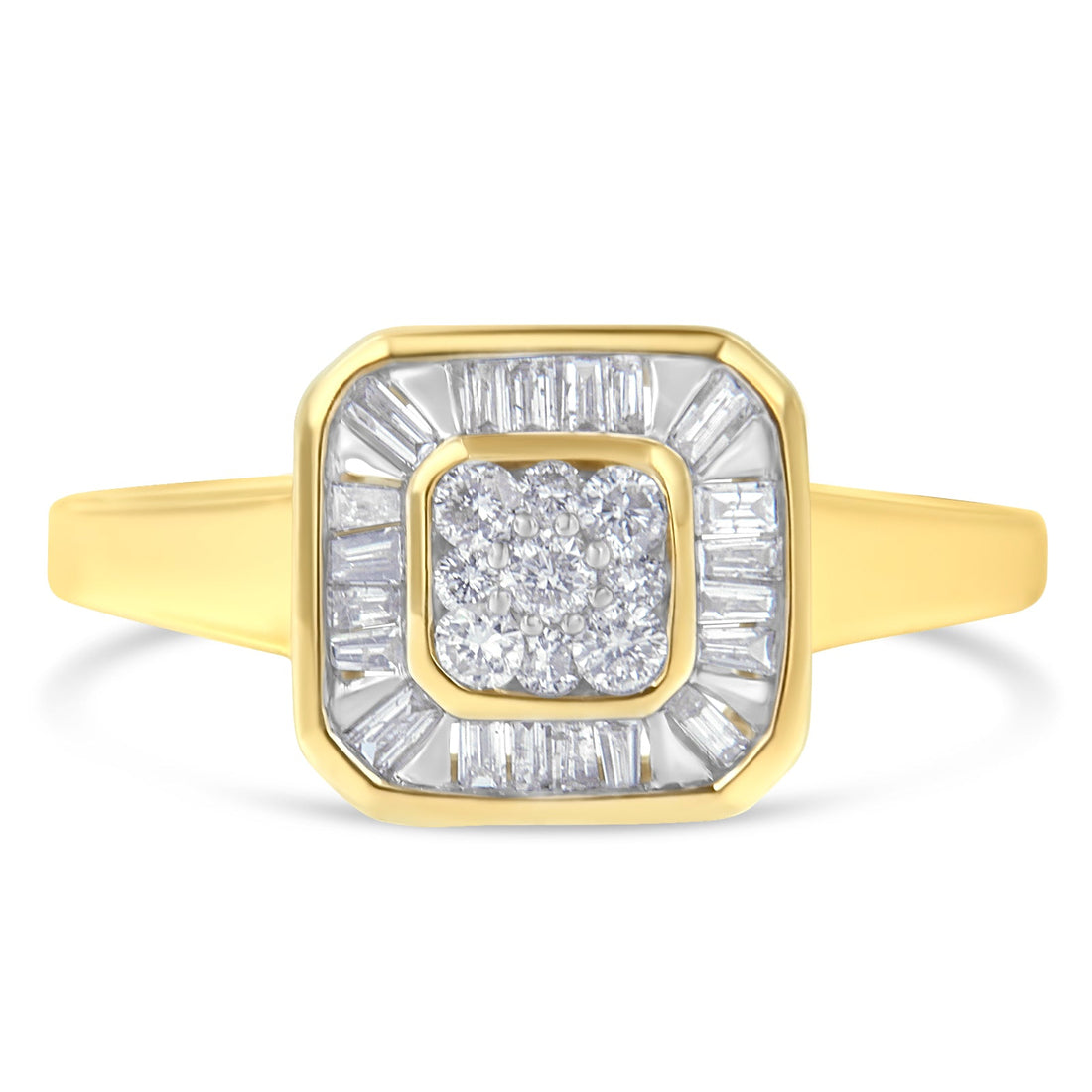 10K Yellow Gold Diamond Cocktail Ring (1/2 Cttw, I-J Color, SI2-I1 Clarity) - Size 6 by Bids.com