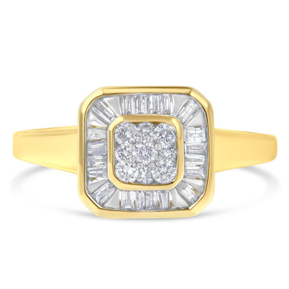 10K Yellow Gold Diamond Cocktail Ring (1/2 Cttw, I-J Color, SI2-I1 Clarity) - Size 6 by Bids.com