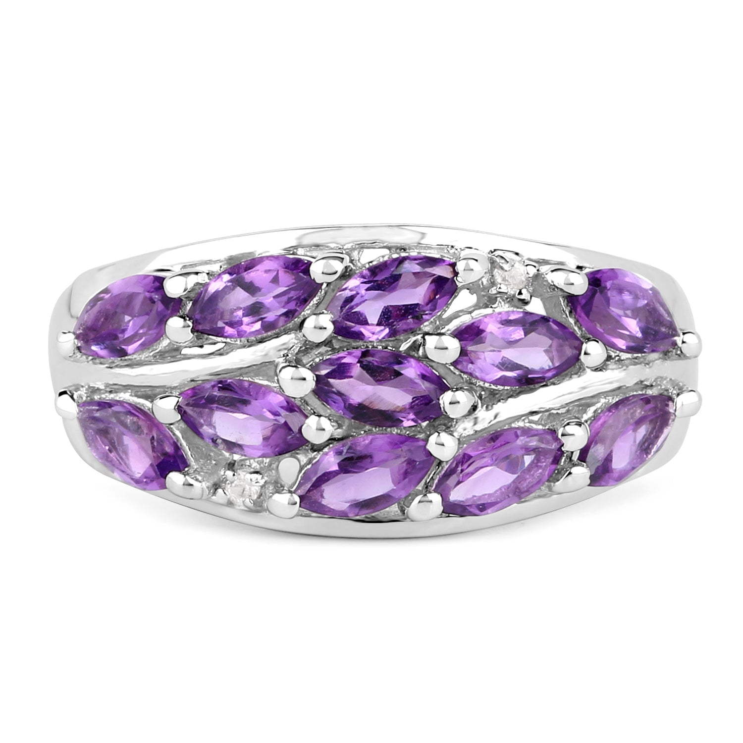 1.67 Carat Genuine Amethyst and White Topaz .925 Sterling Silver Ring by Bids.com