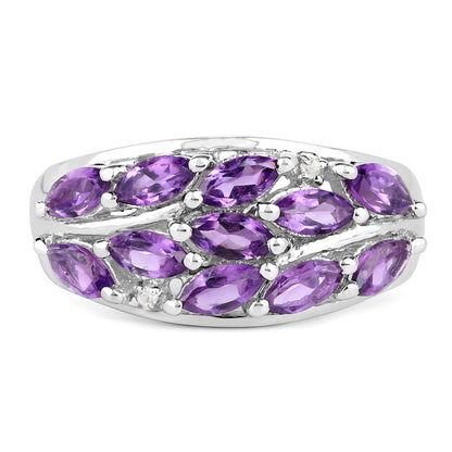 1.67 Carat Genuine Amethyst and White Topaz .925 Sterling Silver Ring by Bids.com
