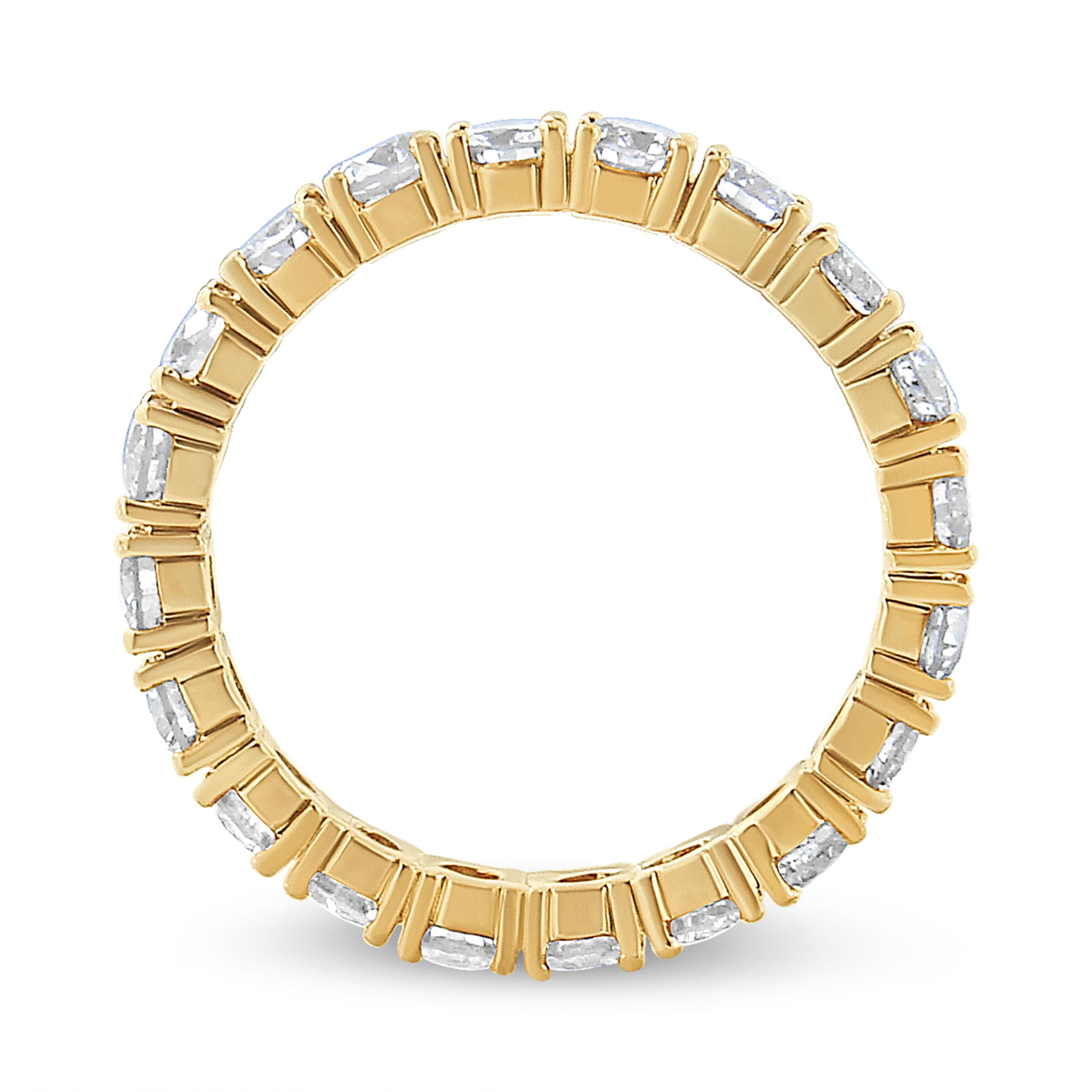 14K Yellow Gold 2.00 Cttw Shared Prong Set Round Cut Diamond Eternity Band (J-K Color, VS1-VS2 Clarity) - Ring Size 6.75 by Bids.com