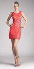 Cinderella Divine CF067S Short Sleeveless Mock Two-Piece Lace Dress by DiscountDressShop