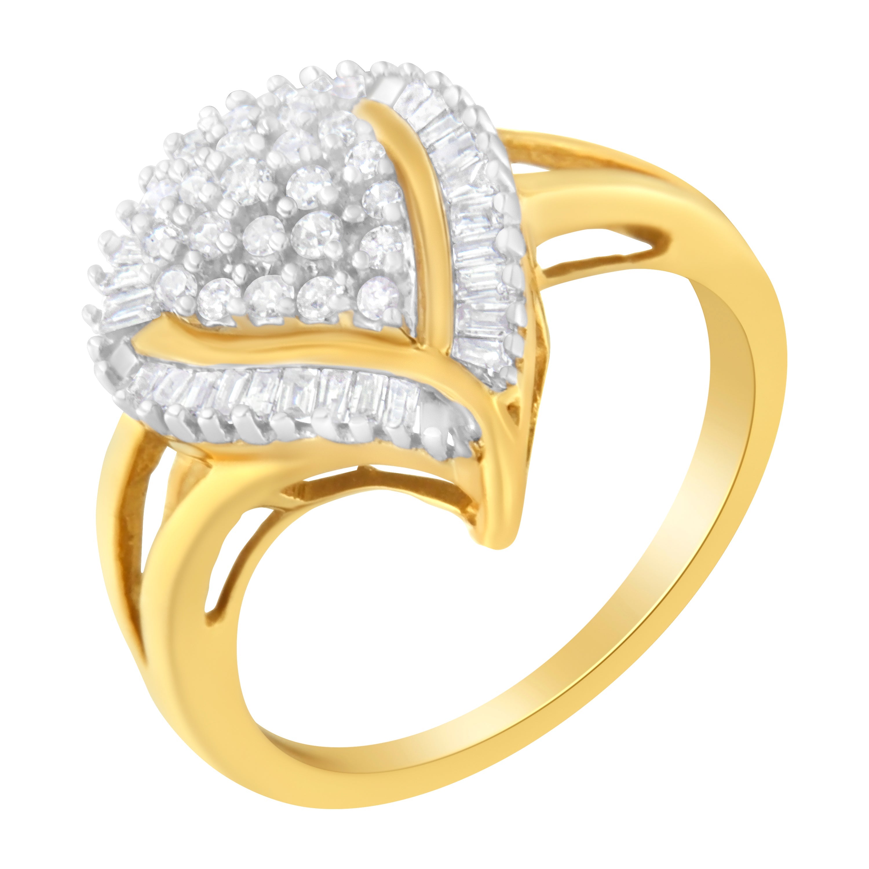 10K Yellow Gold Diamond Cluster Ring (1/2 Cttw, I-J Color, I1-I2 Clarity) - Size 8 by Bids.com
