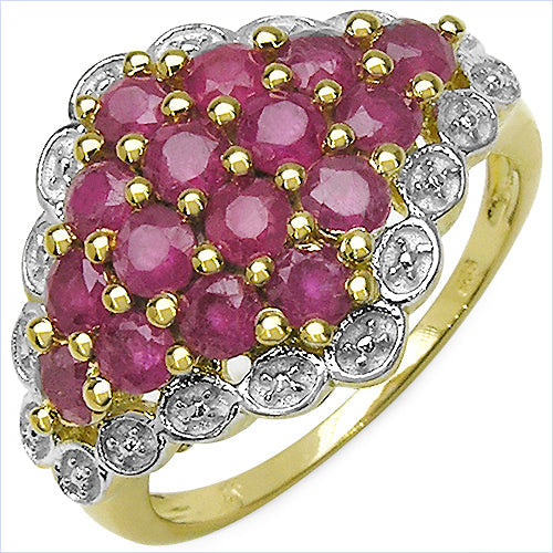 14K Yellow Gold Plated 2.08 Carat Genuine Ruby .925 Sterling Silver Ring by Bids.com