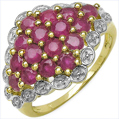 14K Yellow Gold Plated 2.08 Carat Genuine Ruby .925 Sterling Silver Ring by Bids.com