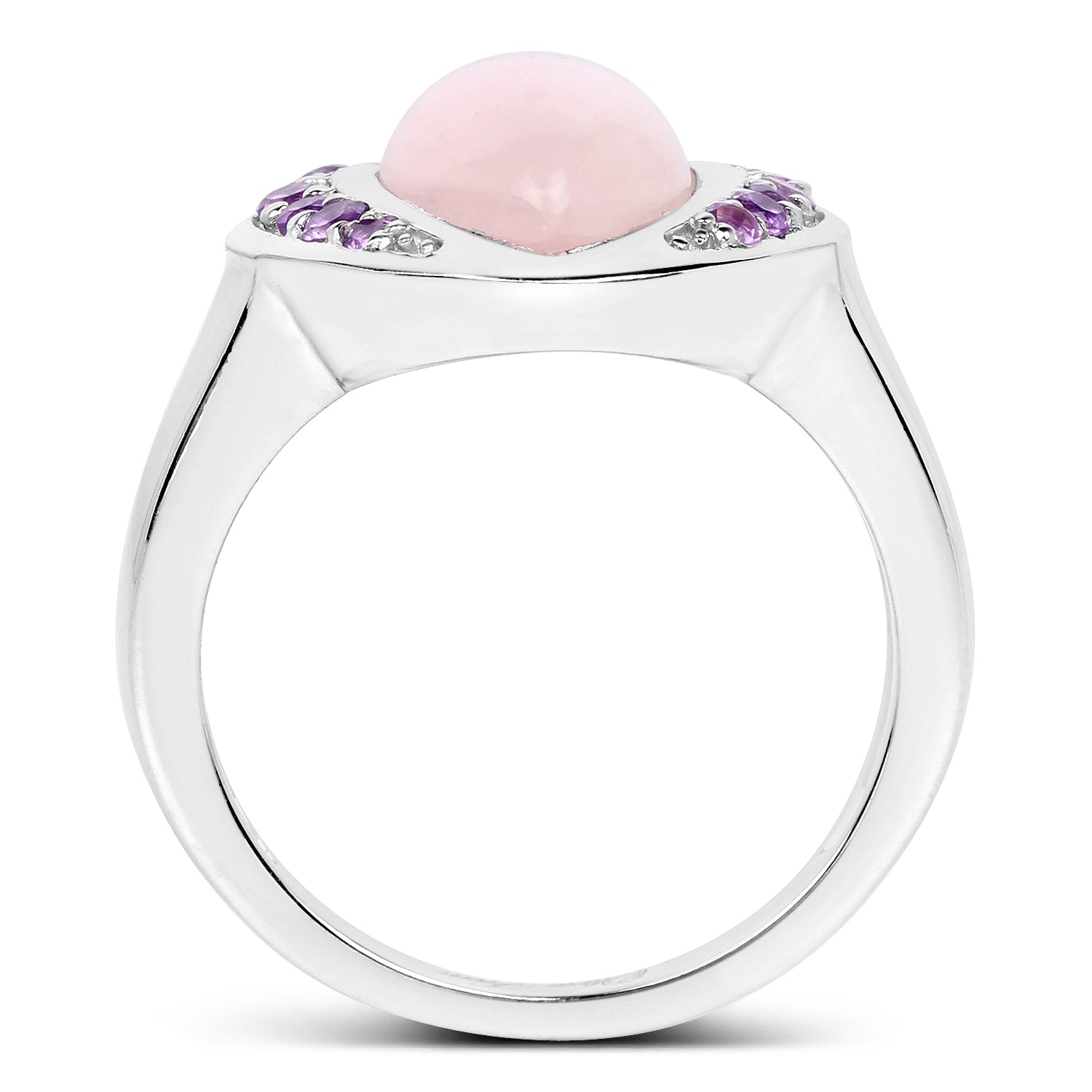 3.57 Carat Genuine Rose Quartz And Amethyst .925 Sterling Silver Ring by Bids.com