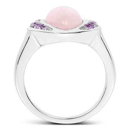 3.57 Carat Genuine Rose Quartz And Amethyst .925 Sterling Silver Ring by Bids.com