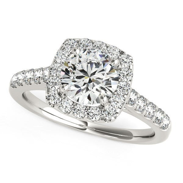 Square Shape Halo Diamond Engagement Ring in 14k White Gold (1 1/2 cttw) by Bids.com