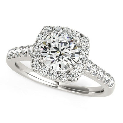 Square Shape Halo Diamond Engagement Ring in 14k White Gold (1 1/2 cttw) by Bids.com