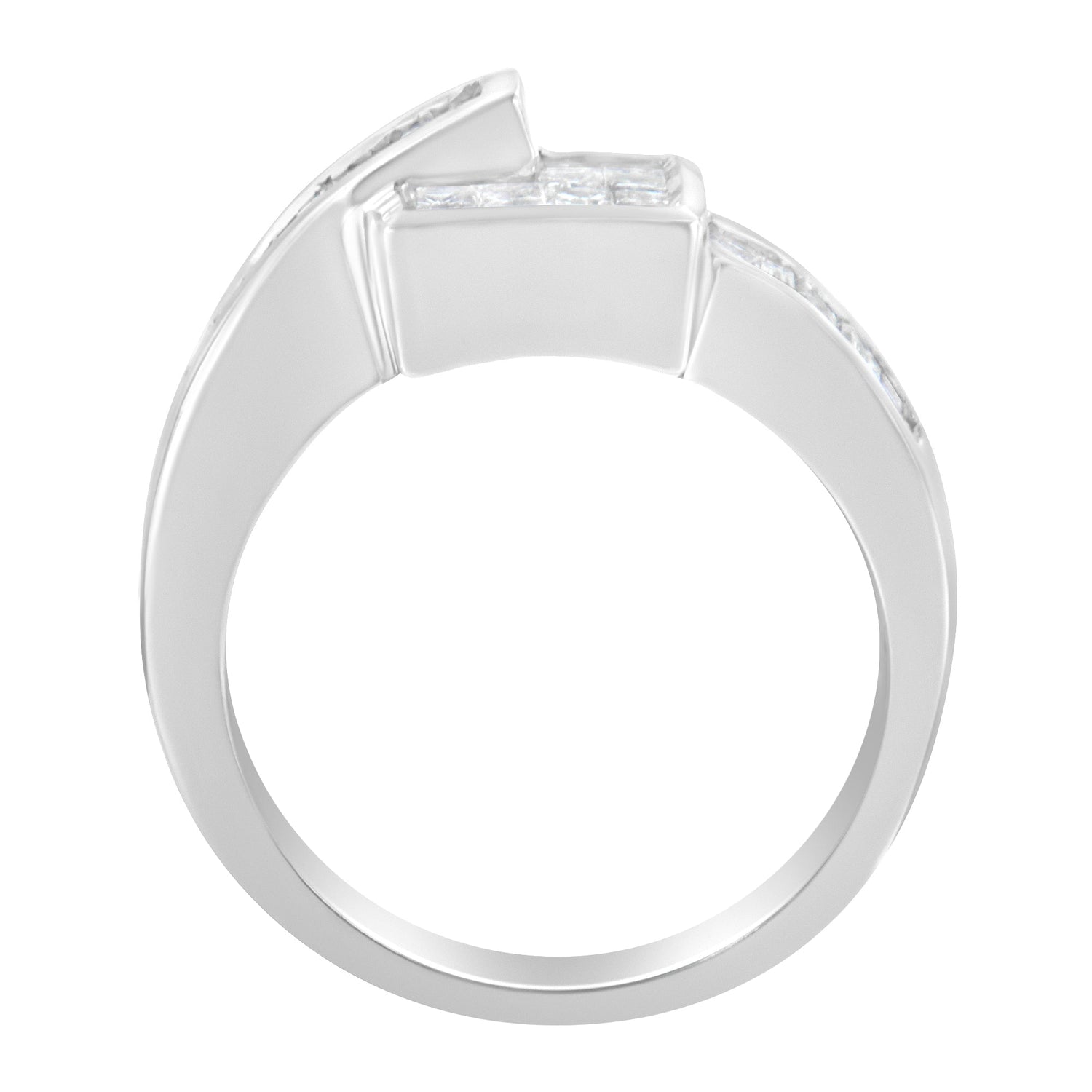 14K White Gold Princess and Baguette-cut Diamond Ring (1 1/3 Cttw, G-H Color, SI2-I1 Clarity) - Size 6-3/4  DestGlow
