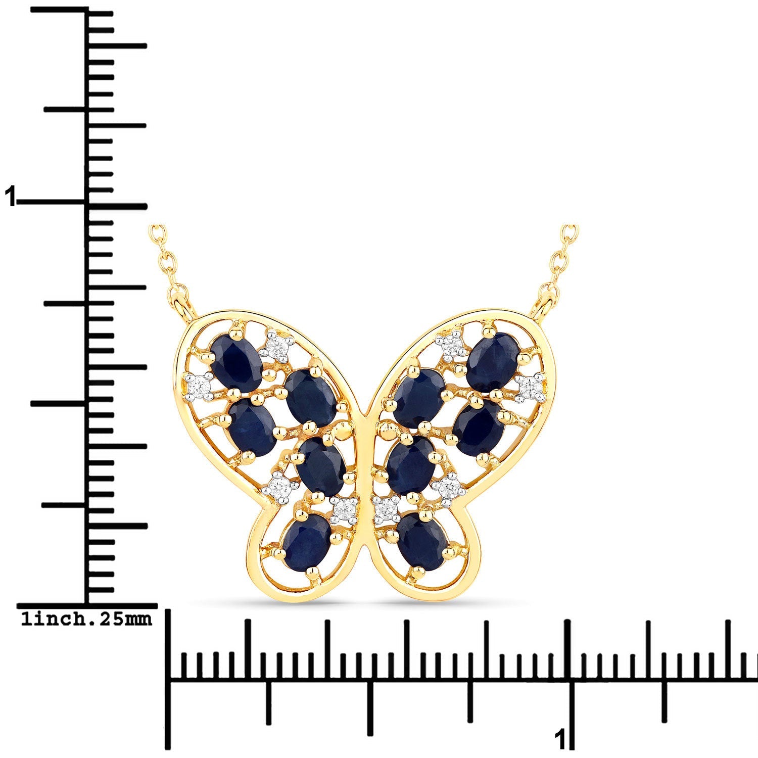 2.16 Carat Genuine Blue Sapphire and White Zircon .925 Sterling Silver Necklace by Bids.com