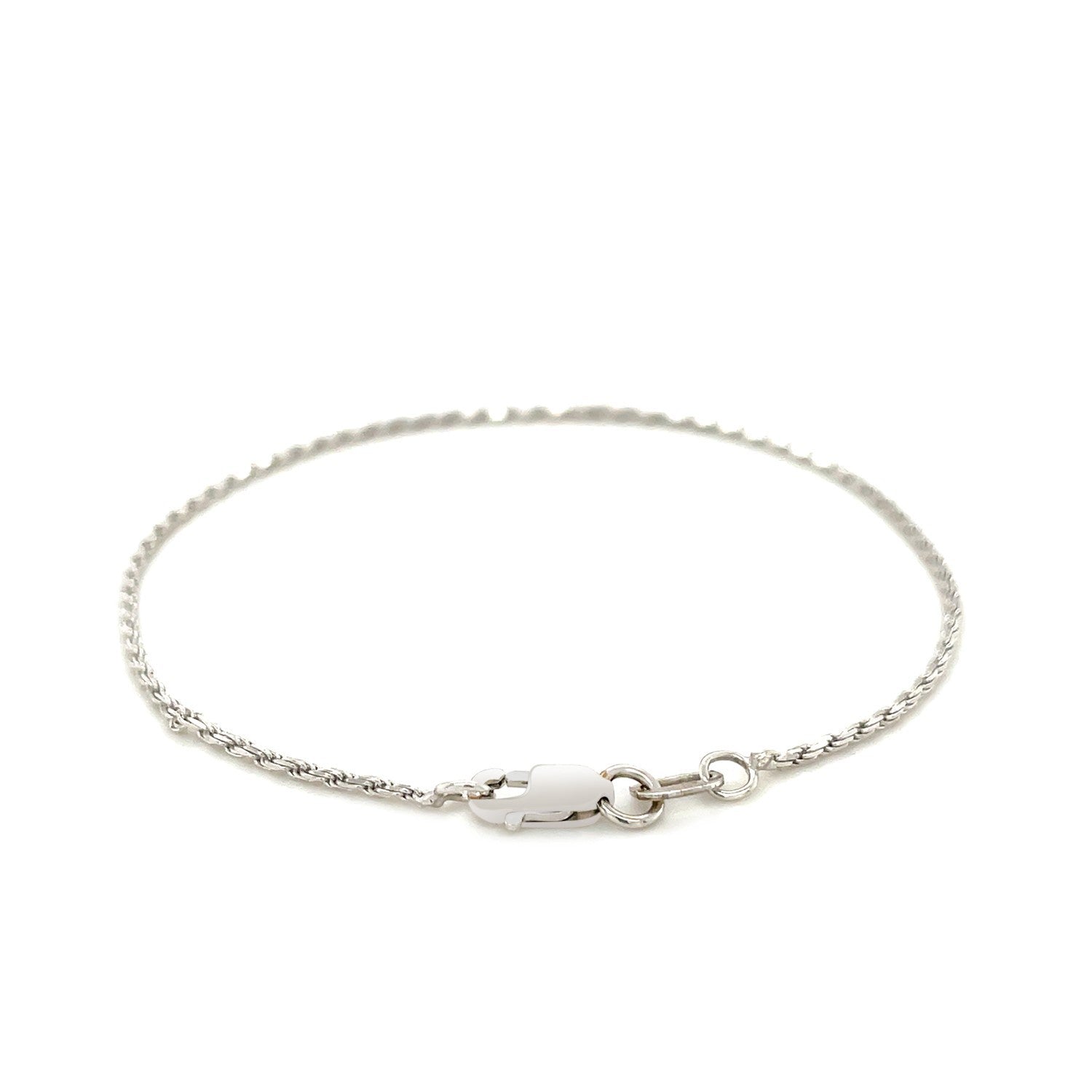 2.0mm 14k White Gold Solid Diamond Cut Rope Bracelet  DestGlow