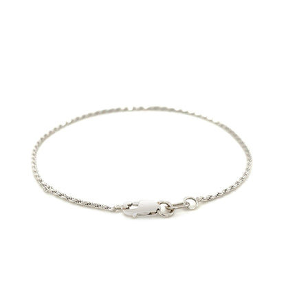 2.0mm 14k White Gold Solid Diamond Cut Rope Bracelet  DestGlow