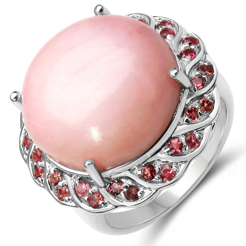14.59 Carat Genuine Opal &amp; Tourmaline .925 Sterling Silver Ring by Bids.com
