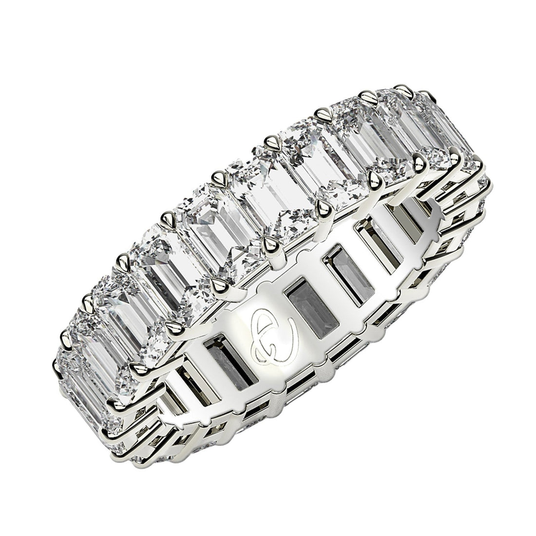 Emerald Cut Lab Grown Diamond Eternity Ring in 14k White Gold (3 cttw FG/VS2)  DestGlow