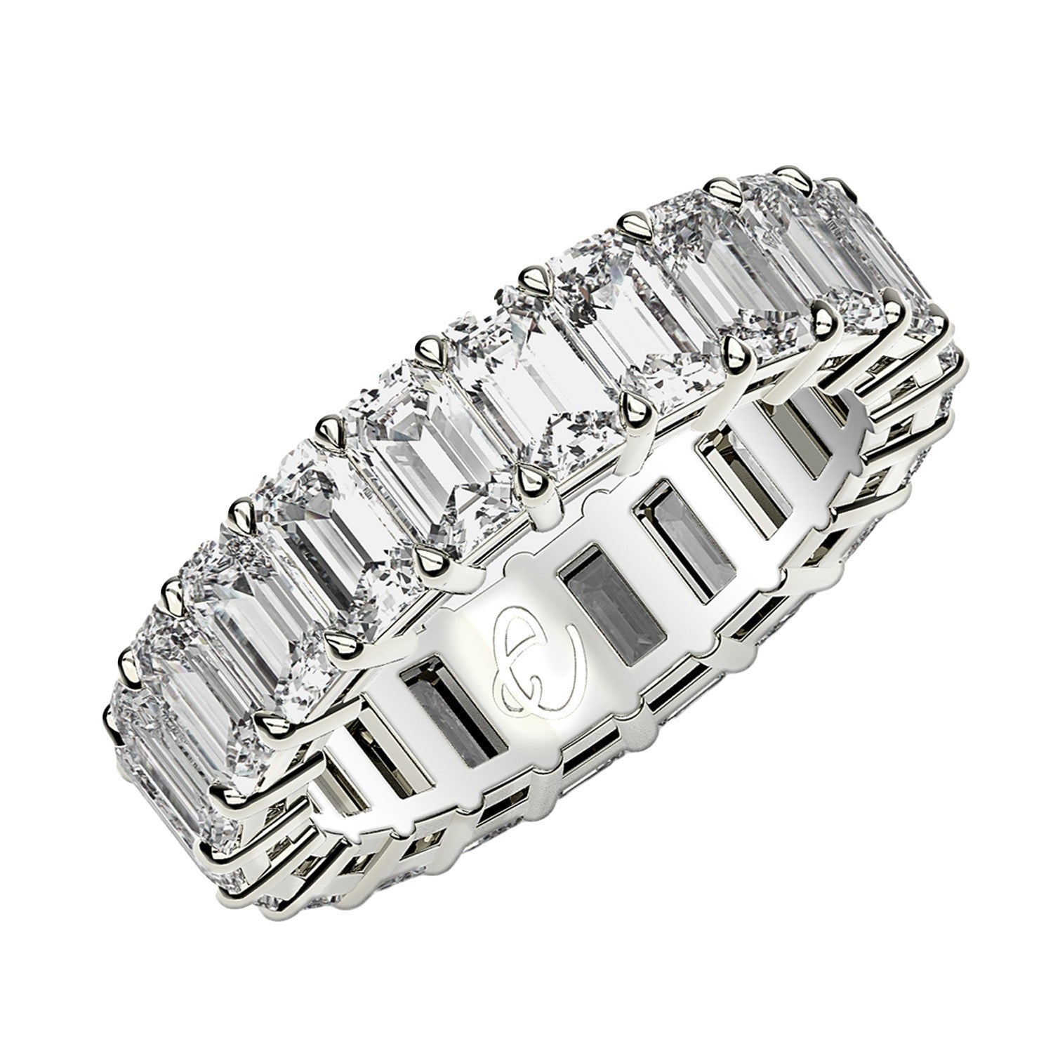 Emerald Cut Lab Grown Diamond Eternity Ring in 14k White Gold (3 cttw FG/VS2)  DestGlow