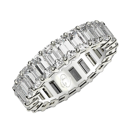 Emerald Cut Lab Grown Diamond Eternity Ring in 14k White Gold (3 cttw FG/VS2)  DestGlow