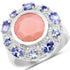 4.50 Carat Genuine Peach Moonstone and Tanzanite .925 Sterling Silver Ring  DestGlow