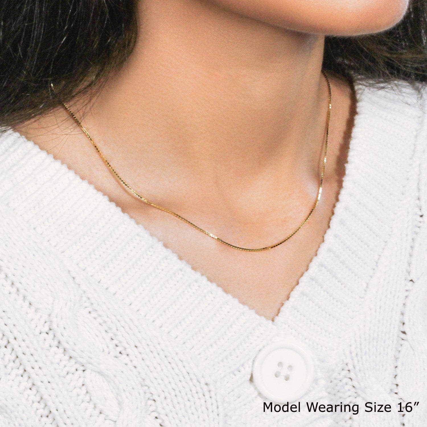 18k Yellow Gold Classic Box Chain (0.85 mm)  DestGlow