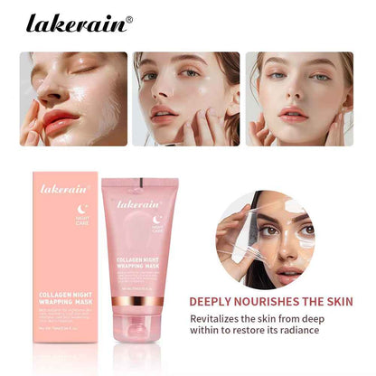 Collagen Overnight Wrapping Peel off Facial Mask Korean Collagen Night Wrapping Mask Deeply Hydrates Night Care Mask Cream 75Ml