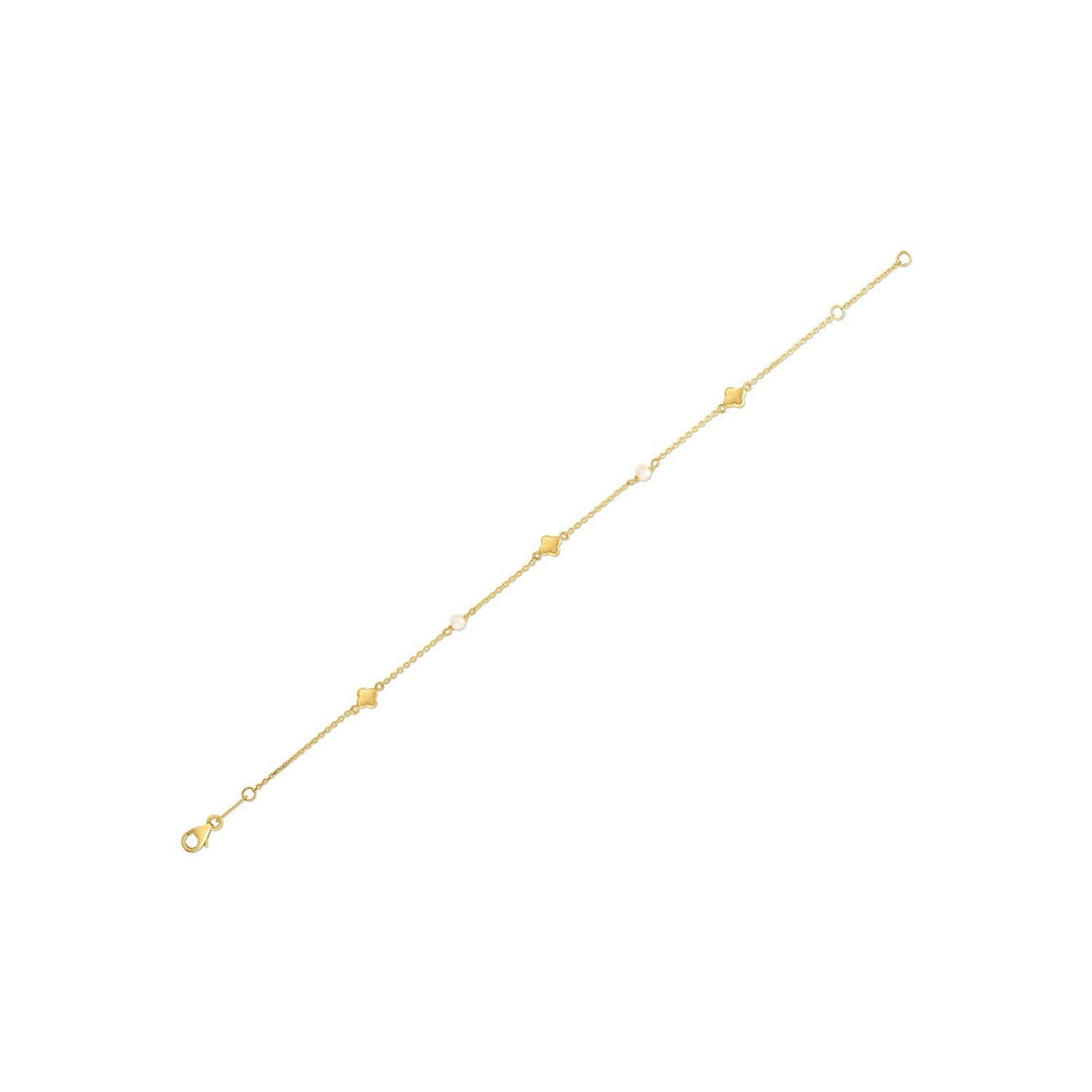 14k Yellow Gold Pearl Clover Bracelet by Bids.com