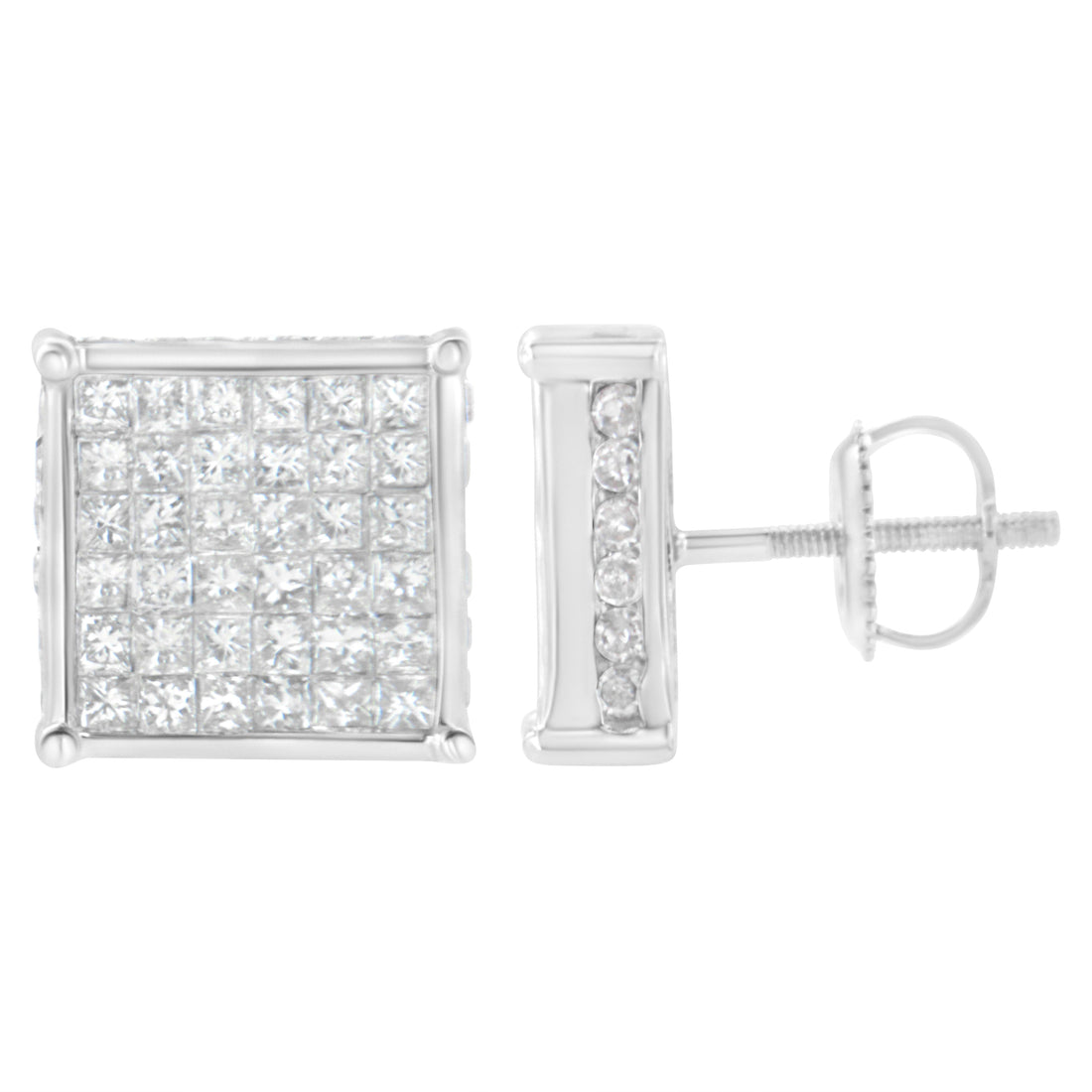10K White Gold 2ct TDW Princess-Cut Composite Diamond Stud Earring (I-J ,I2-I3) by Bids.com