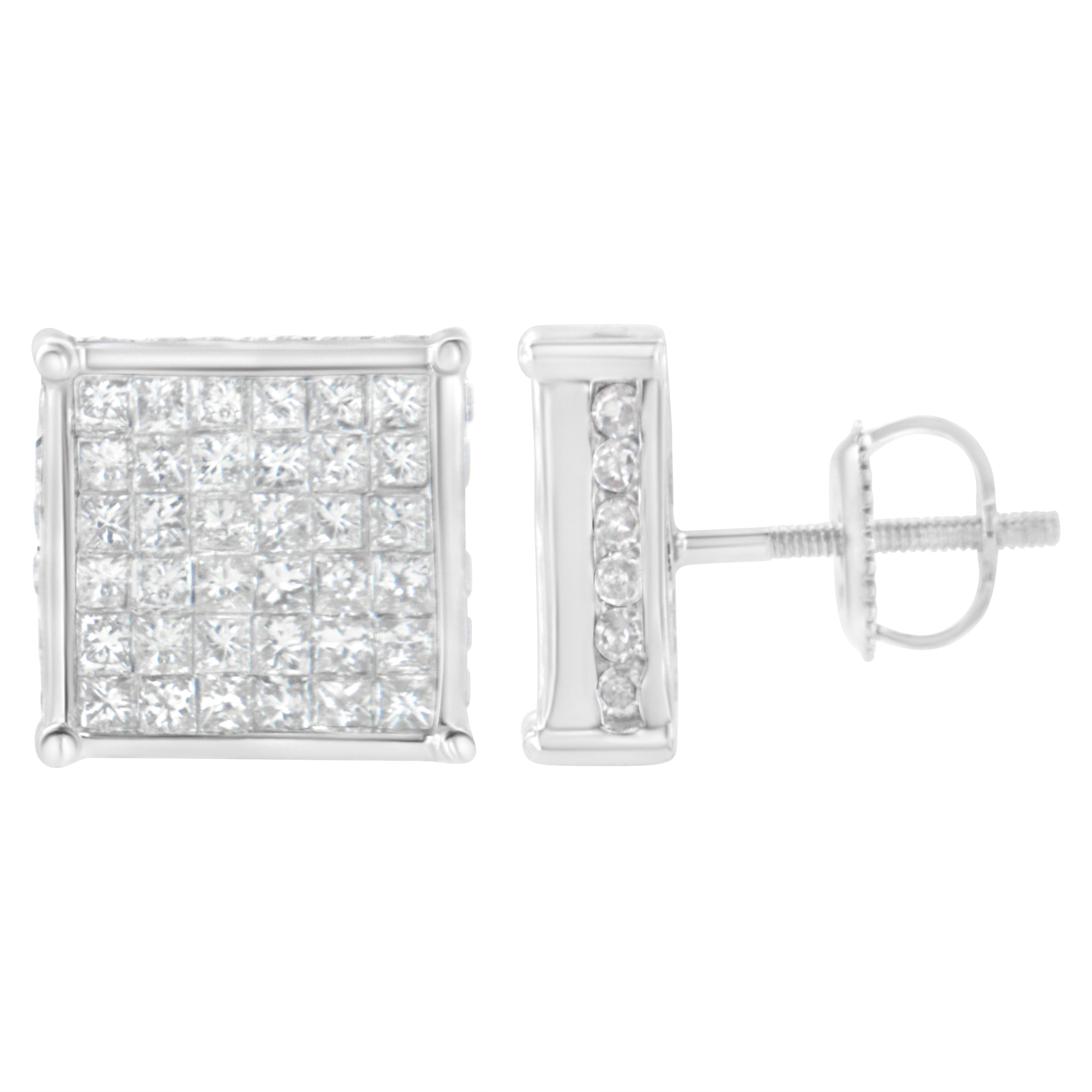 10K White Gold 2ct TDW Princess-Cut Composite Diamond Stud Earring (I-J ,I2-I3) by Bids.com