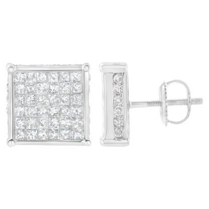 10K White Gold 2ct TDW Princess-Cut Composite Diamond Stud Earring (I-J ,I2-I3) by Bids.com