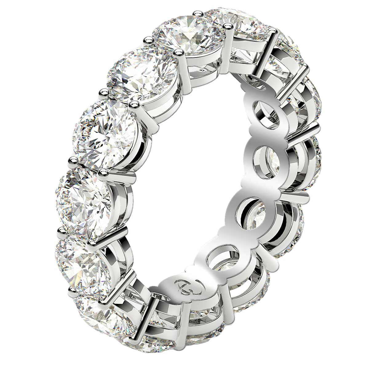 Round Cut Lab Grown Diamond Eternity Ring in 14k White Gold (6 cttw FG/VS2) by Bids.com