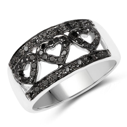 0.32 Carat Genuine Black Diamond .925 Sterling Silver Ring by Bids.com