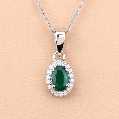 0.81 Carat Genuine Zambian Emerald and White Diamond 14K White Gold Pendant by Bids.com