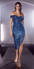 Cinderella Divine CH190C Sexy Sequin Midi Cocktail Dress Off the Shoulder by DiscountDressShop