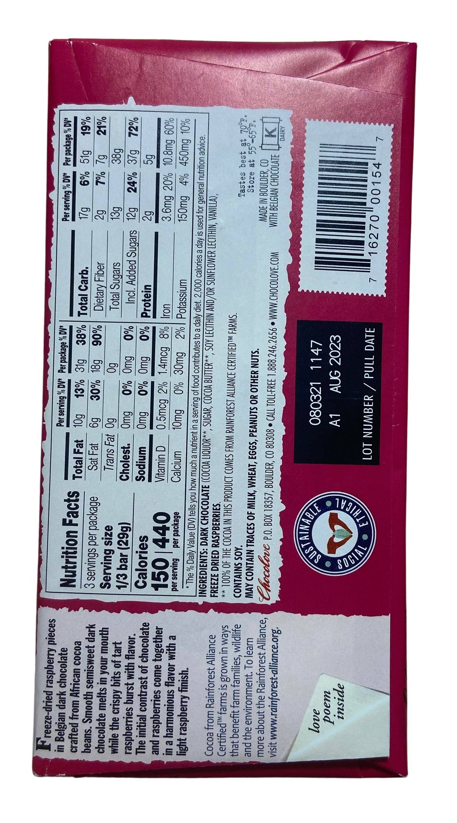 Chocolate Bars, Dark, Chocolove by Country Life Natural Foods