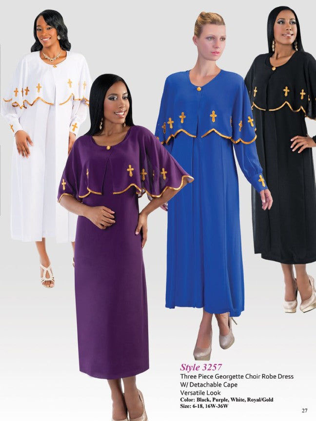 Choir Robe Dress with Detachable Cape -3257 by Tally Taylor