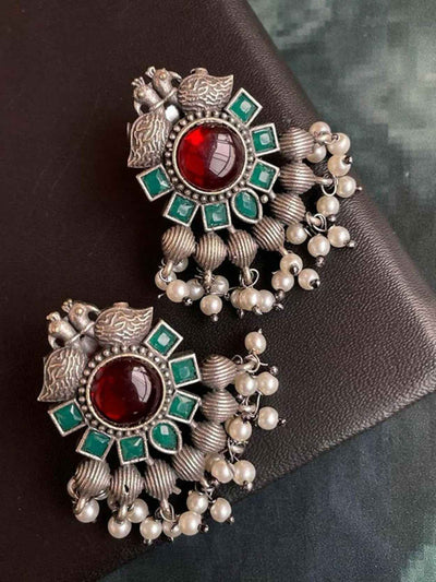 Joban Fashion Monalisa Stone Black Polish Antique Look Stud Earring