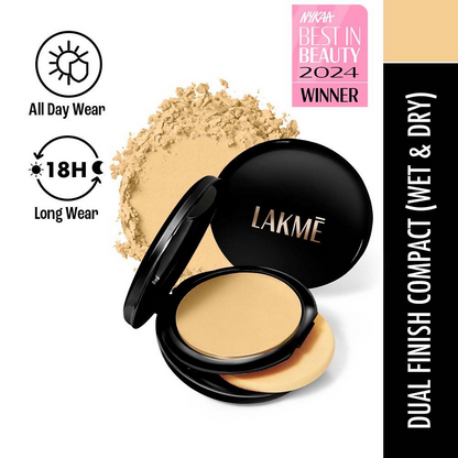 Lakme Xtraordin-Airy Compact, 2 In 1 Compact + Foundation, Lightweight, SPF17 - 04 Golden Creme