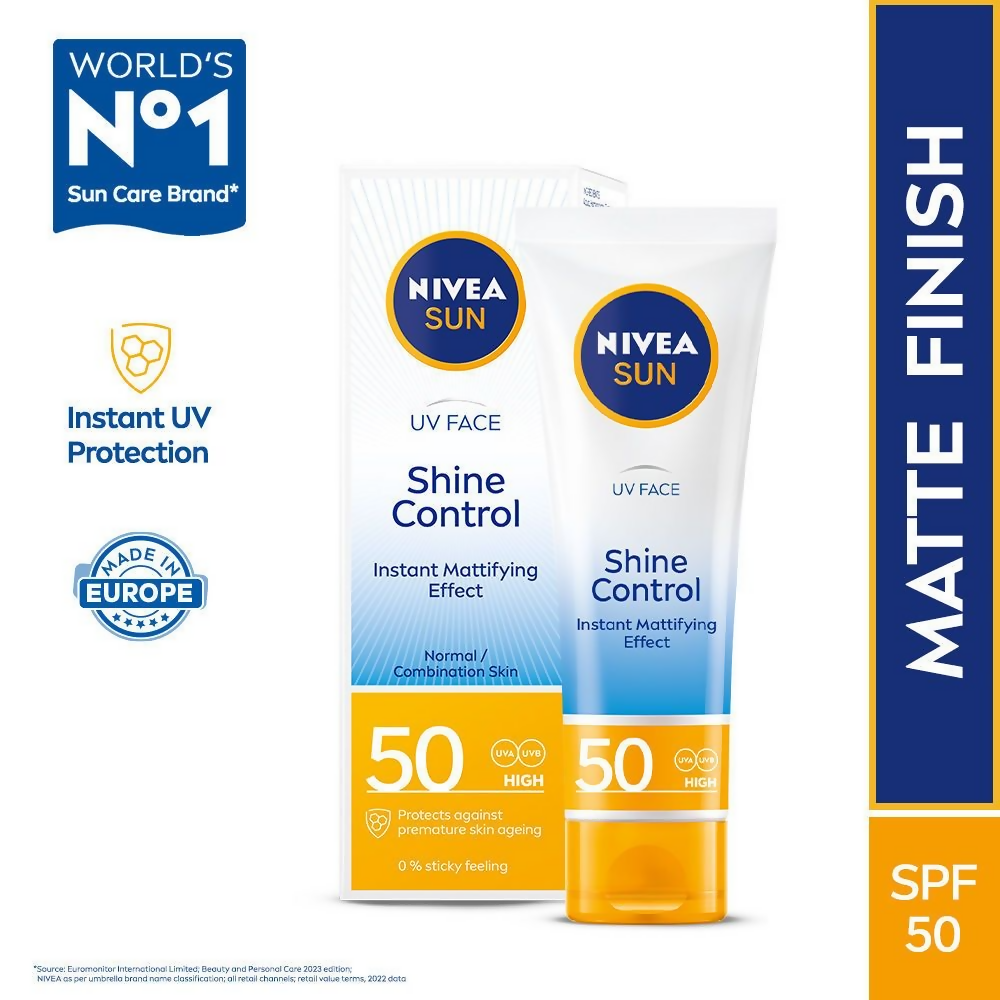 Nivea Sun Shine Control SPF 50 Sunscreen Ultra Matte, No White Cast, Instant UV Protection