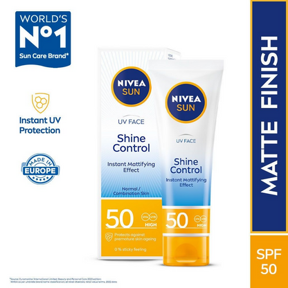 Nivea Sun Shine Control SPF 50 Sunscreen Ultra Matte, No White Cast, Instant UV Protection