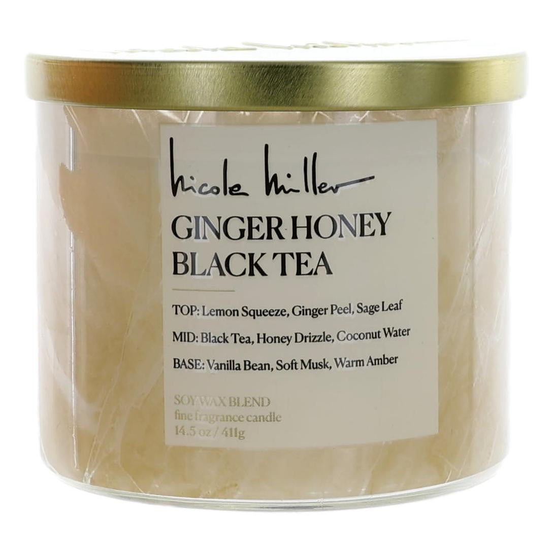 Nicole Miller 14.5oz Soy Wax Blend 3 Wick Candle - Ginger Honey Black Tea by Avera Group