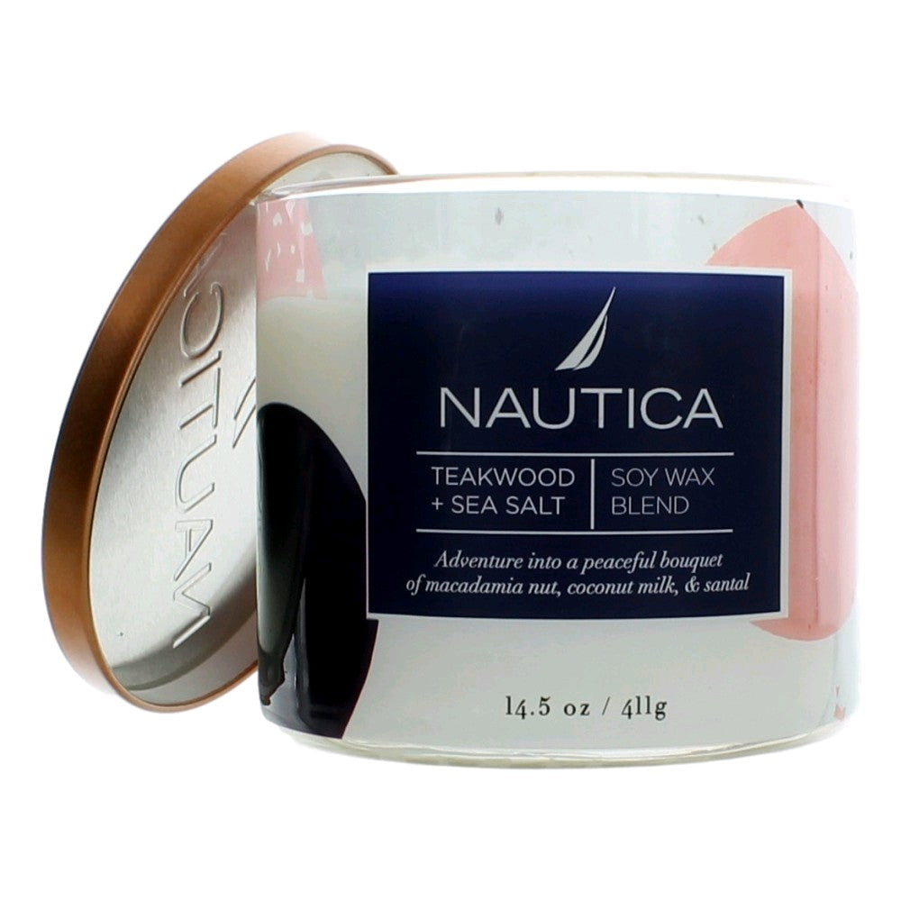 Nautica 14.5 oz Soy Wax Blend 3 Wick Candle - Teakwood &amp; Sea Salt by Avera Group