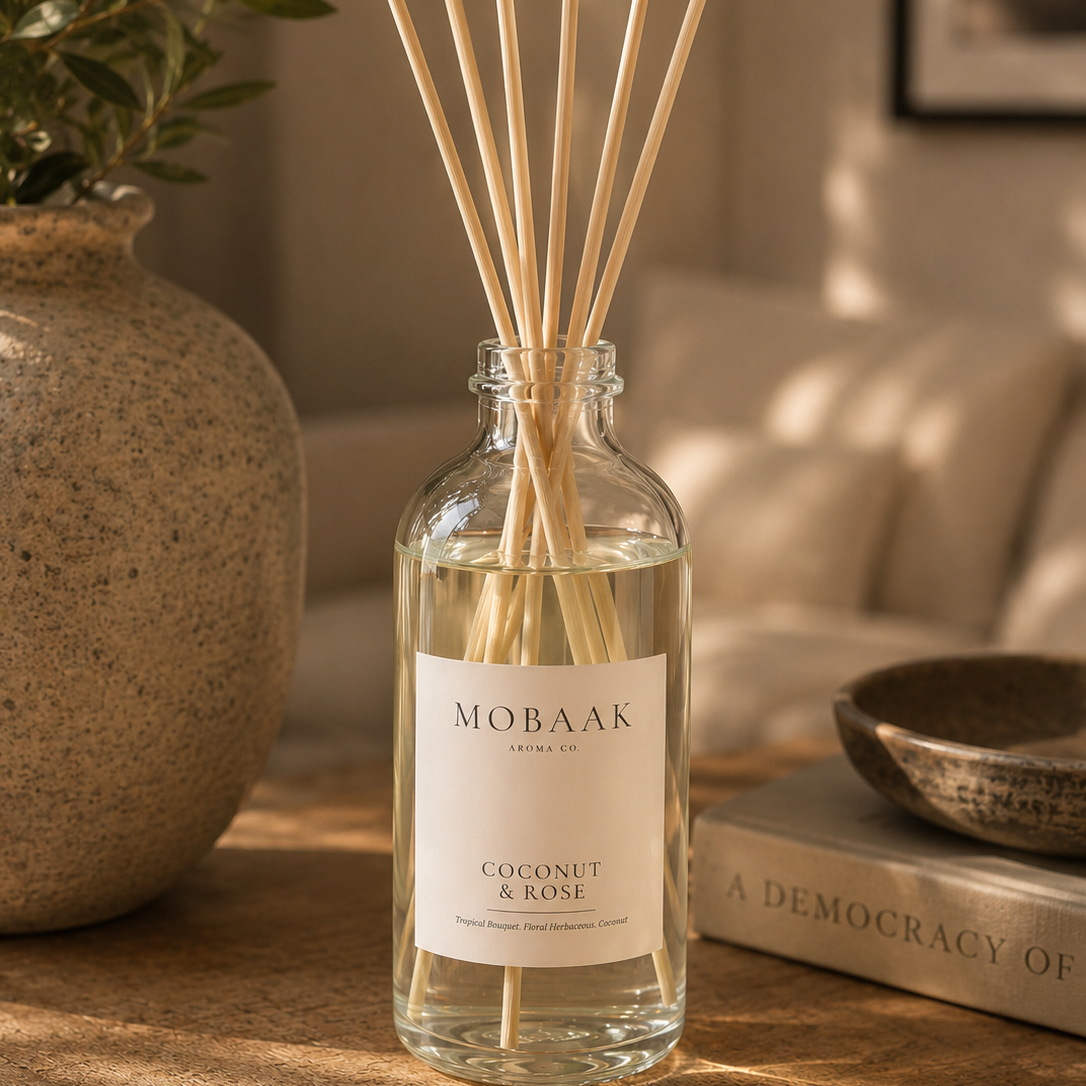 Coconut &amp; Rose Reed Diffuser by Mobaak Aromatherapy Shoppe