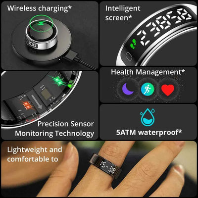 RingFit™ Health Smart Ring – Wireless Charging & Waterproof Fitness Tracker
