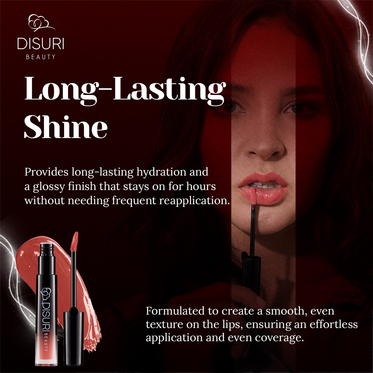 DISURI Beauty Glossy Blast Lip Gloss - Coral Rose (M32)