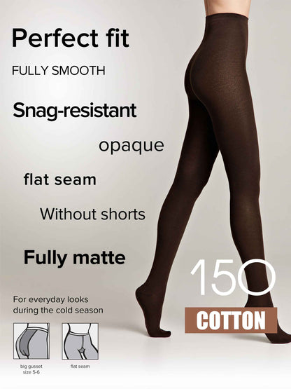 Tights Conte Cotton 150 Den - Warm Opaque