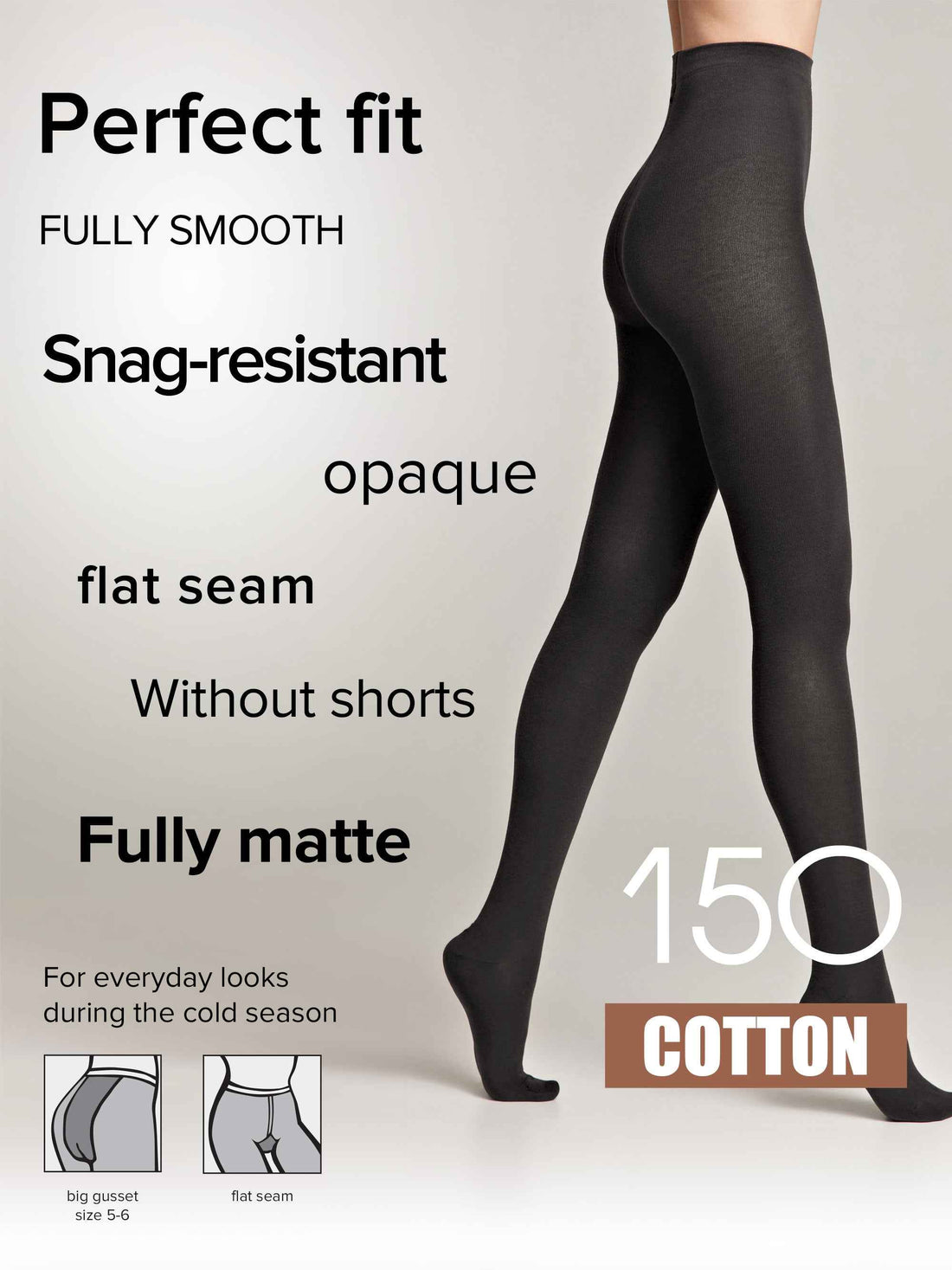 Tights Conte Cotton 150 Den - Warm Opaque