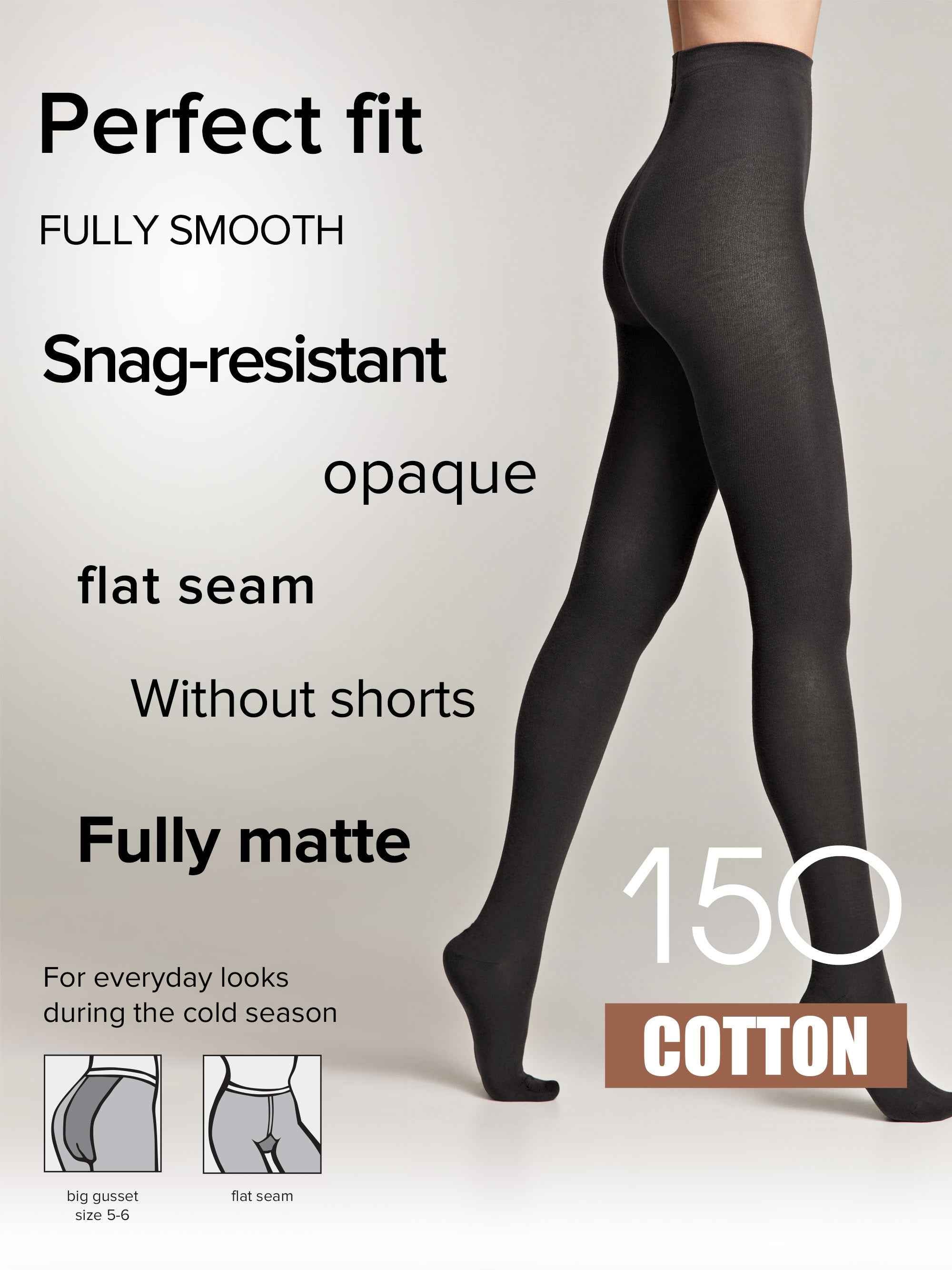 Tights Conte Cotton 150 Den - Warm Opaque
