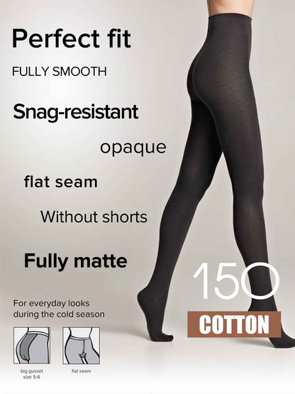 Tights Conte Cotton 150 Den - Warm Opaque