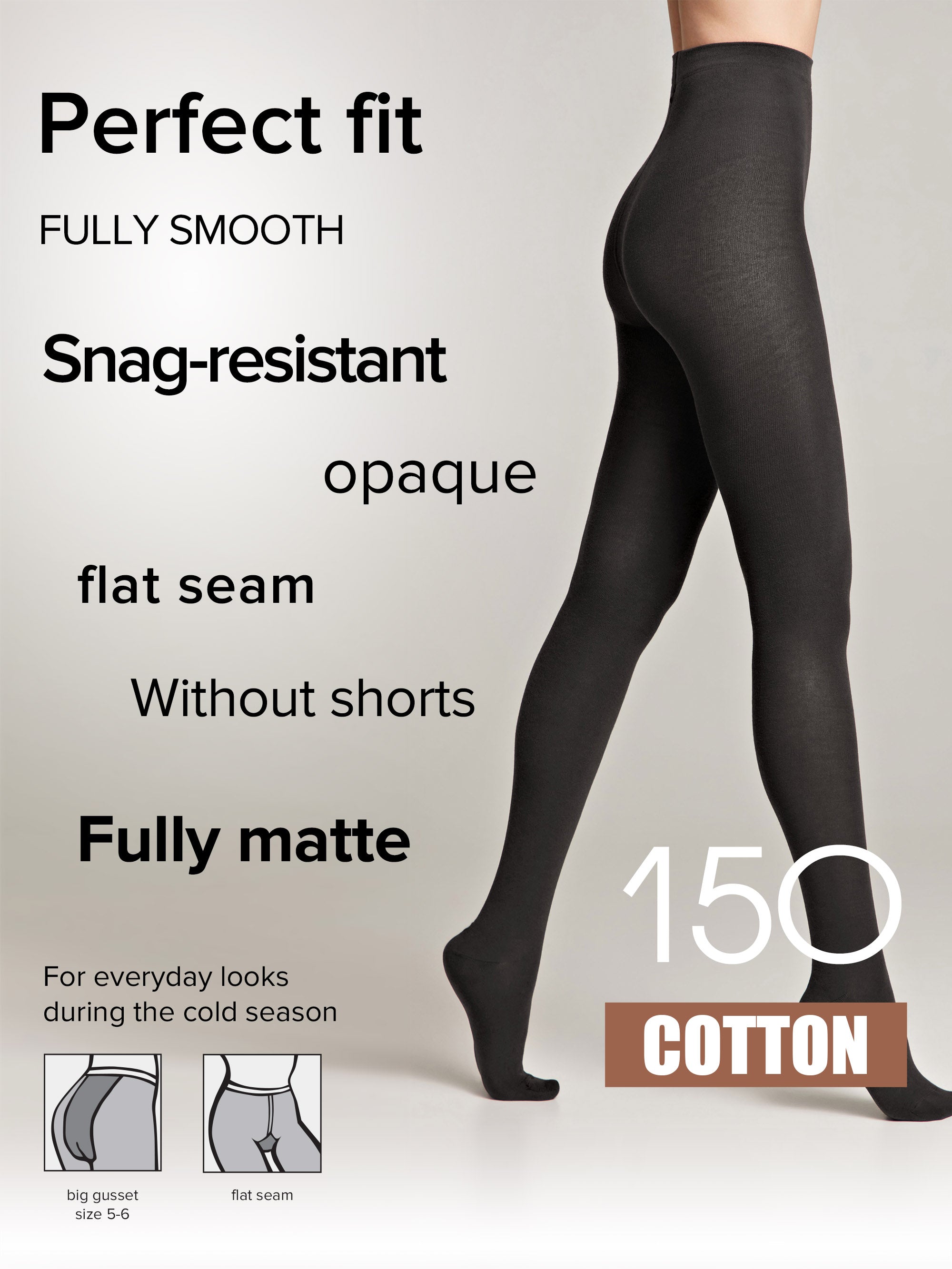 Tights Conte Cotton 150 Den - Warm Opaque by TheRanok.com