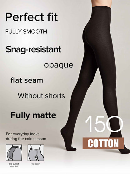Tights Conte Cotton 150 Den - Warm Opaque